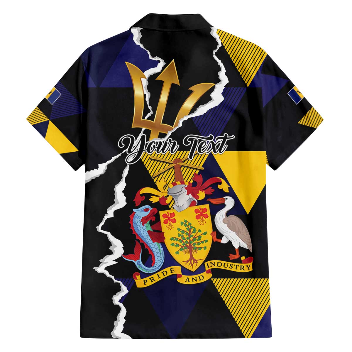 Personalized Barbados Emancipation Day Family Matching Off The Shoulder Long Sleeve Dress and Hawaiian Shirt Luxury Gold Trident - Wonder Print Shop