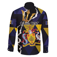 Personalized Barbados Emancipation Day Family Matching Off Shoulder Short Dress and Hawaiian Shirt Luxury Gold Trident - Wonder Print Shop