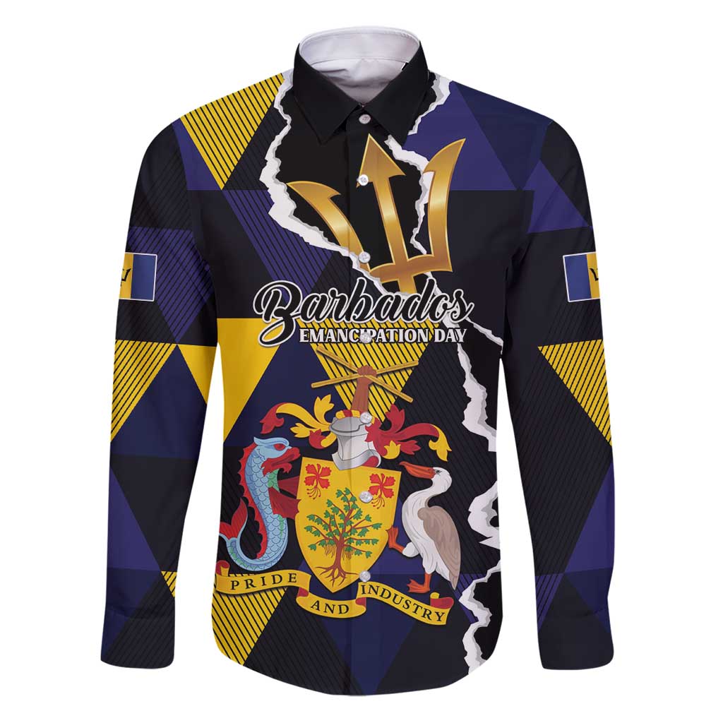 Personalized Barbados Emancipation Day Family Matching Puletasi and Hawaiian Shirt Luxury Gold Trident - Wonder Print Shop