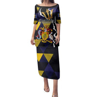 Personalized Barbados Emancipation Day Family Matching Puletasi and Hawaiian Shirt Luxury Gold Trident - Wonder Print Shop