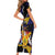 Personalized Barbados Emancipation Day Family Matching Short Sleeve Bodycon Dress and Hawaiian Shirt Luxury Gold Trident - Wonder Print Shop