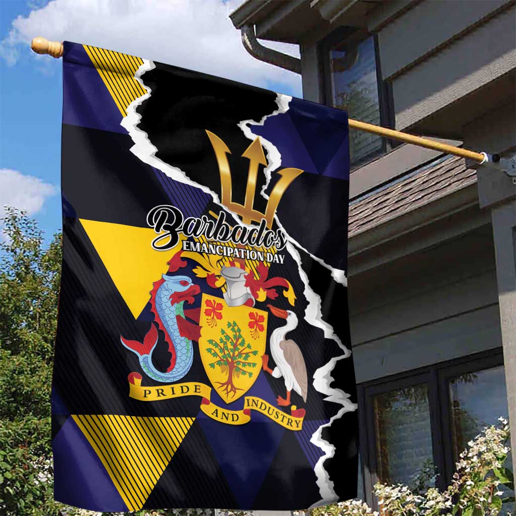 Barbados Emancipation Day Garden Flag Luxury Gold Trident - Wonder Print Shop