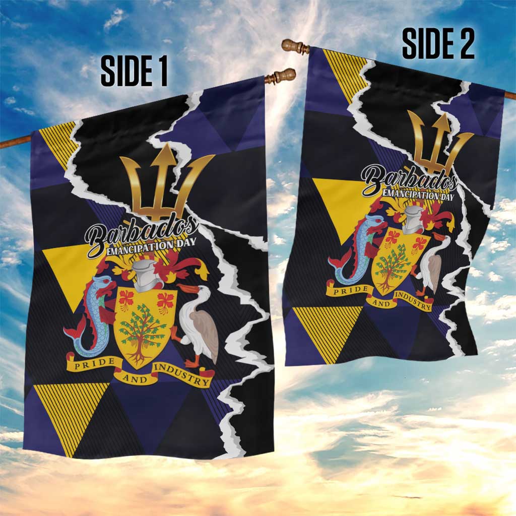 Barbados Emancipation Day Garden Flag Luxury Gold Trident - Wonder Print Shop