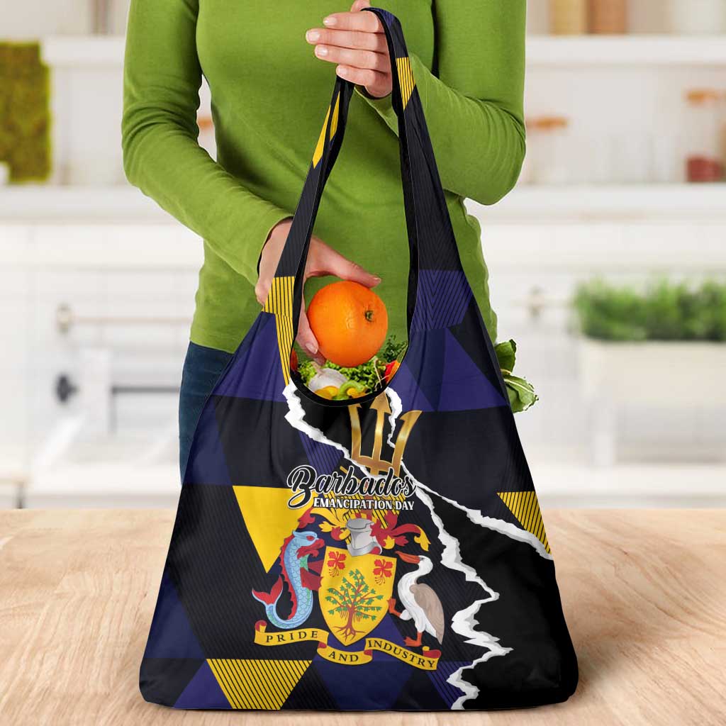 Barbados Emancipation Day Grocery Bag Luxury Gold Trident - Wonder Print Shop