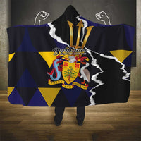 Barbados Emancipation Day Hooded Blanket Luxury Gold Trident - Wonder Print Shop