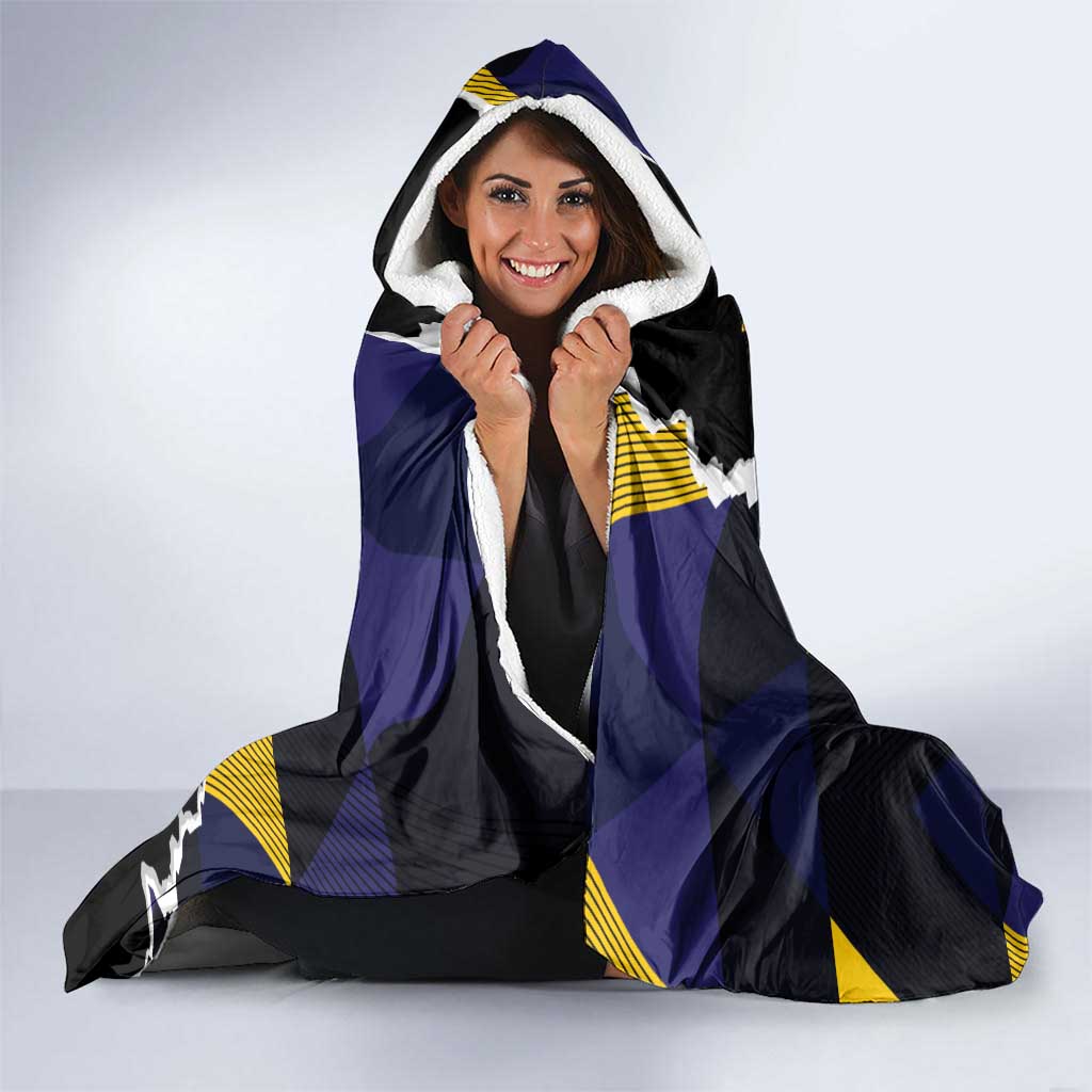 Barbados Emancipation Day Hooded Blanket Luxury Gold Trident - Wonder Print Shop