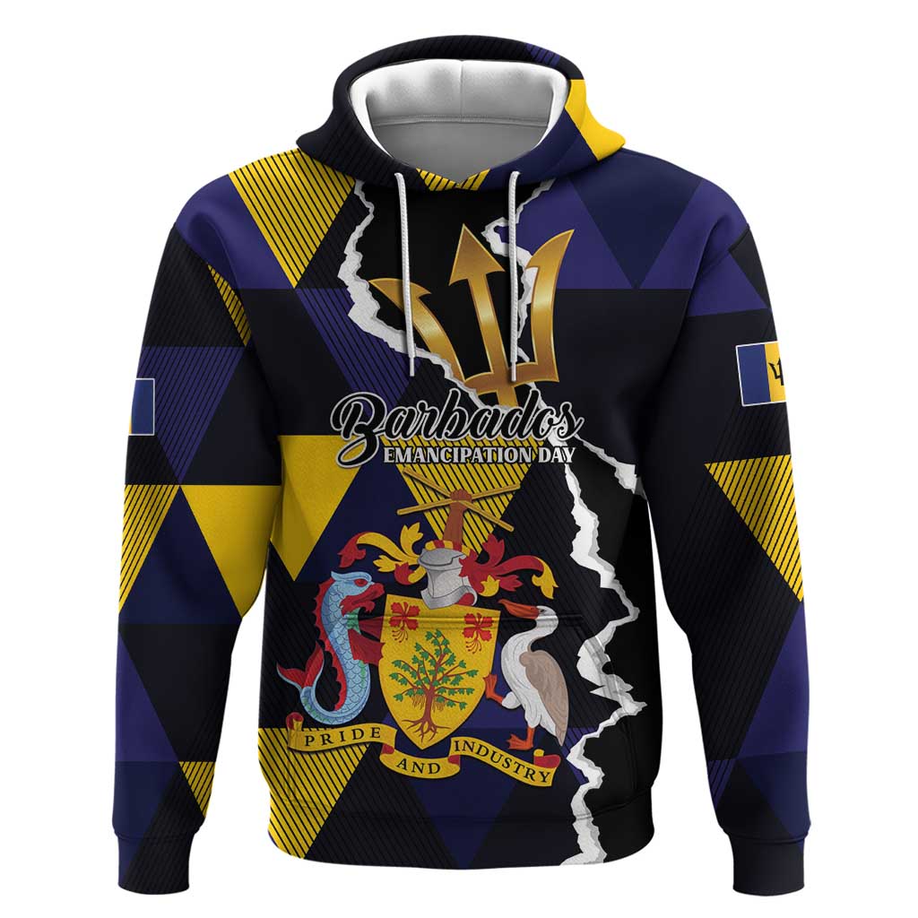Personalized Barbados Emancipation Day Hoodie Luxury Gold Trident - Wonder Print Shop