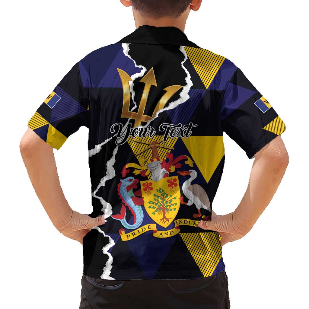Personalized Barbados Emancipation Day Kid Hawaiian Shirt Luxury Gold Trident - Wonder Print Shop