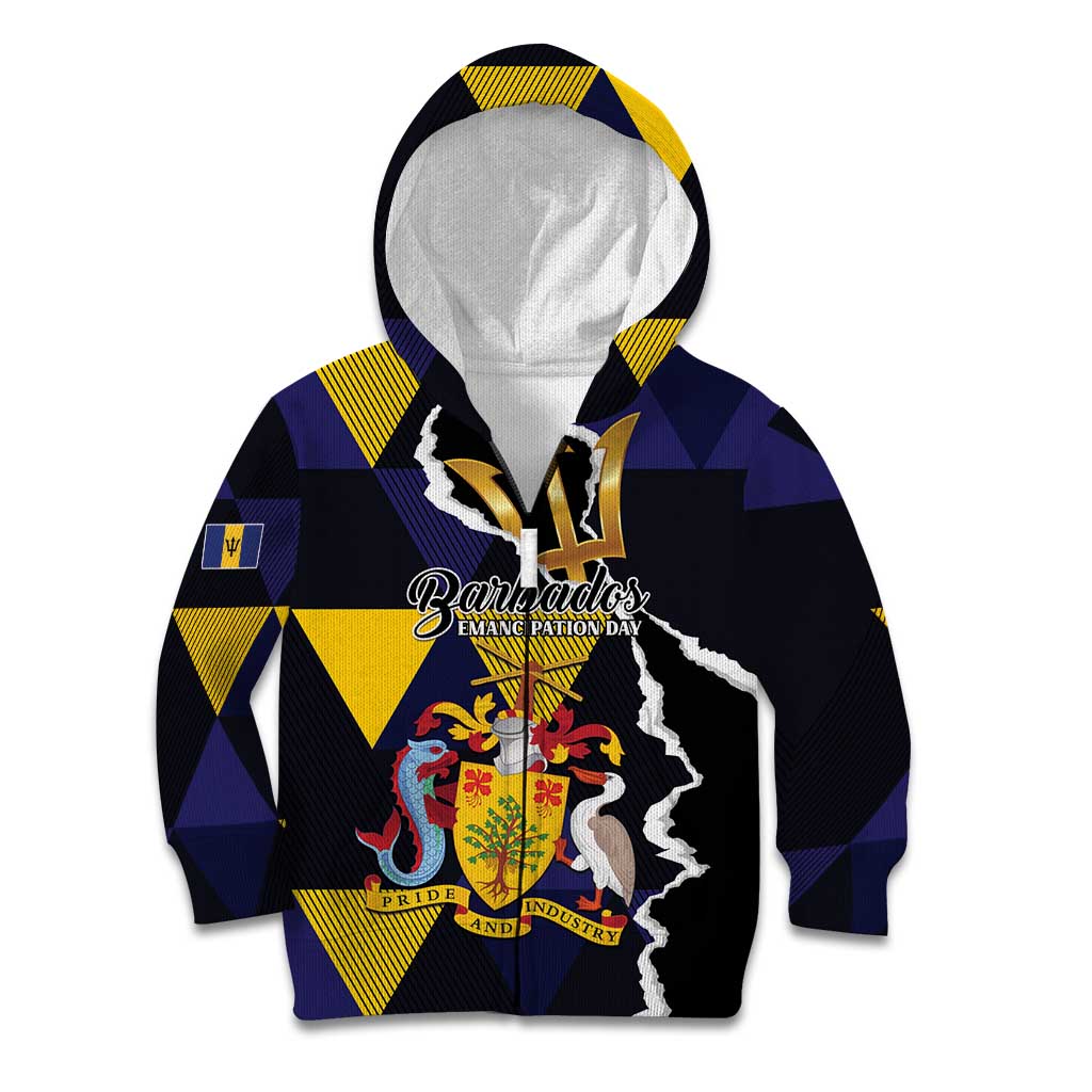 Personalized Barbados Emancipation Day Kid Hoodie Luxury Gold Trident - Wonder Print Shop