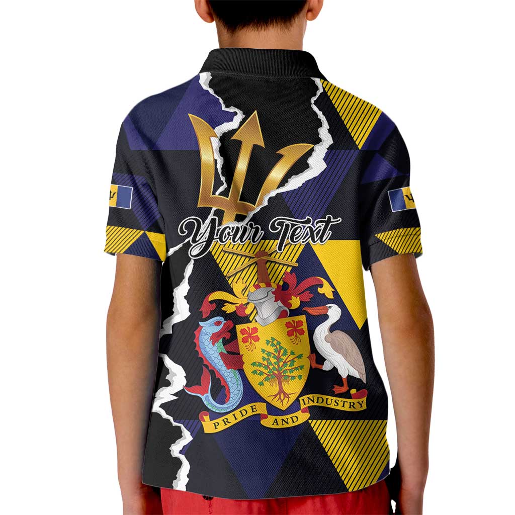Personalized Barbados Emancipation Day Kid Polo Shirt Luxury Gold Trident - Wonder Print Shop