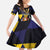 Personalized Barbados Emancipation Day Kid Short Sleeve Dress Luxury Gold Trident - Wonder Print Shop