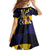 Personalized Barbados Emancipation Day Kid Short Sleeve Dress Luxury Gold Trident - Wonder Print Shop