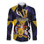 Personalized Barbados Emancipation Day Long Sleeve Button Shirt Luxury Gold Trident - Wonder Print Shop