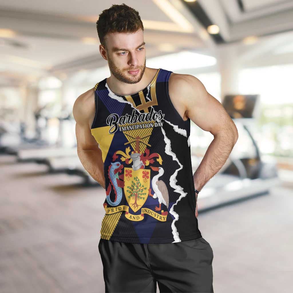 Personalized Barbados Emancipation Day Men Tank Top Luxury Gold Trident - Wonder Print Shop