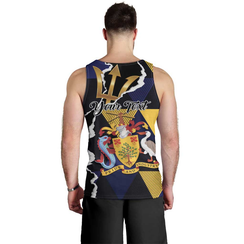 Personalized Barbados Emancipation Day Men Tank Top Luxury Gold Trident - Wonder Print Shop