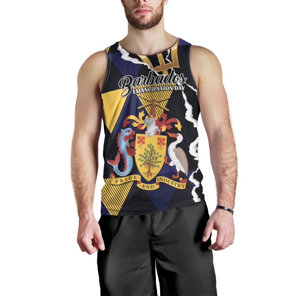 Personalized Barbados Emancipation Day Men Tank Top Luxury Gold Trident - Wonder Print Shop