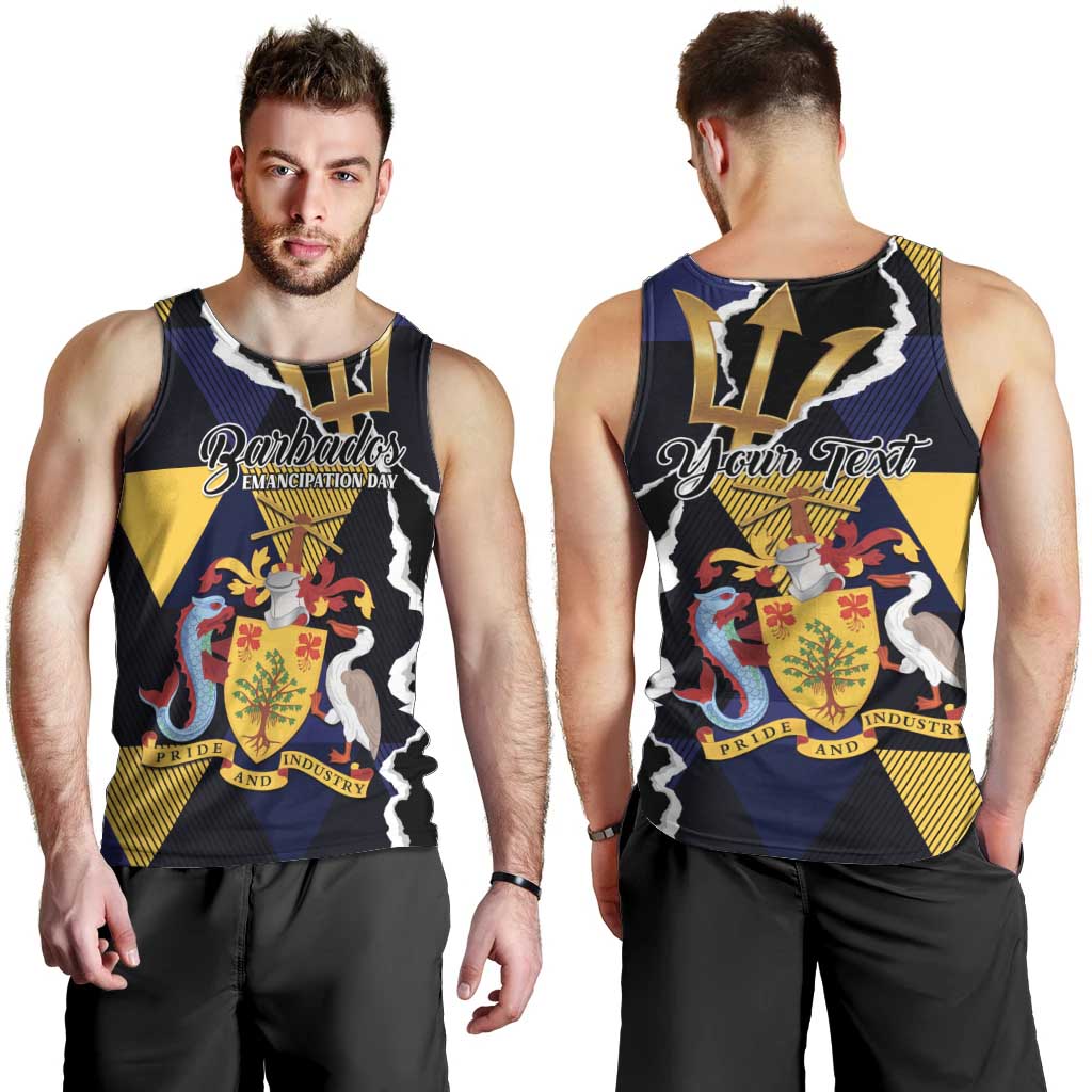 Personalized Barbados Emancipation Day Men Tank Top Luxury Gold Trident - Wonder Print Shop