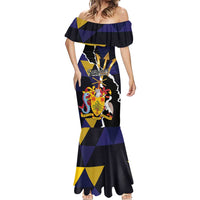 Personalized Barbados Emancipation Day Mermaid Dress Luxury Gold Trident - Wonder Print Shop
