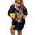 Personalized Barbados Emancipation Day Off Shoulder Short Dress Luxury Gold Trident - Wonder Print Shop