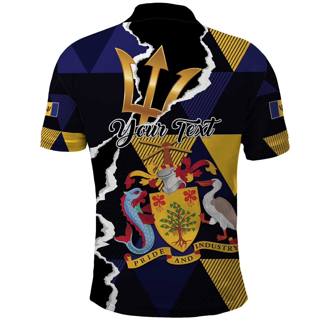 Personalized Barbados Emancipation Day Polo Shirt Luxury Gold Trident - Wonder Print Shop