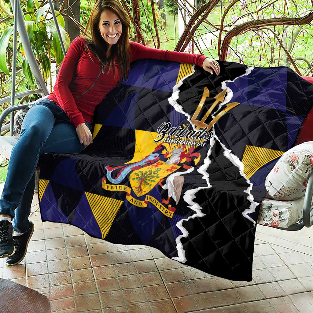 Barbados Emancipation Day Quilt Luxury Gold Trident - Wonder Print Shop