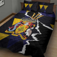 Barbados Emancipation Day Quilt Bed Set Luxury Gold Trident - Wonder Print Shop