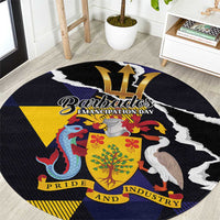 Barbados Emancipation Day Round Carpet Luxury Gold Trident - Wonder Print Shop