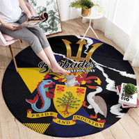 Barbados Emancipation Day Round Carpet Luxury Gold Trident - Wonder Print Shop