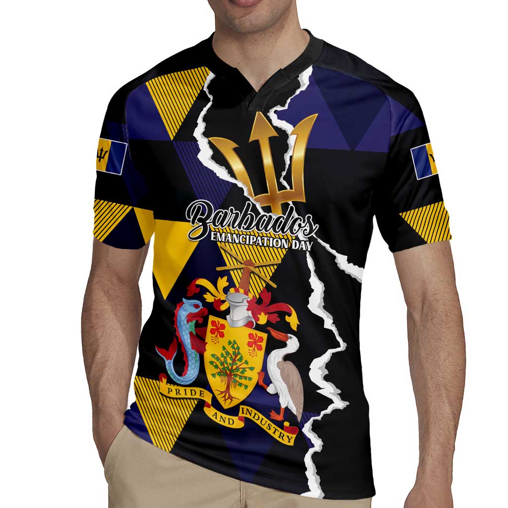 Personalized Barbados Emancipation Day Rugby Jersey Luxury Gold Trident - Wonder Print Shop