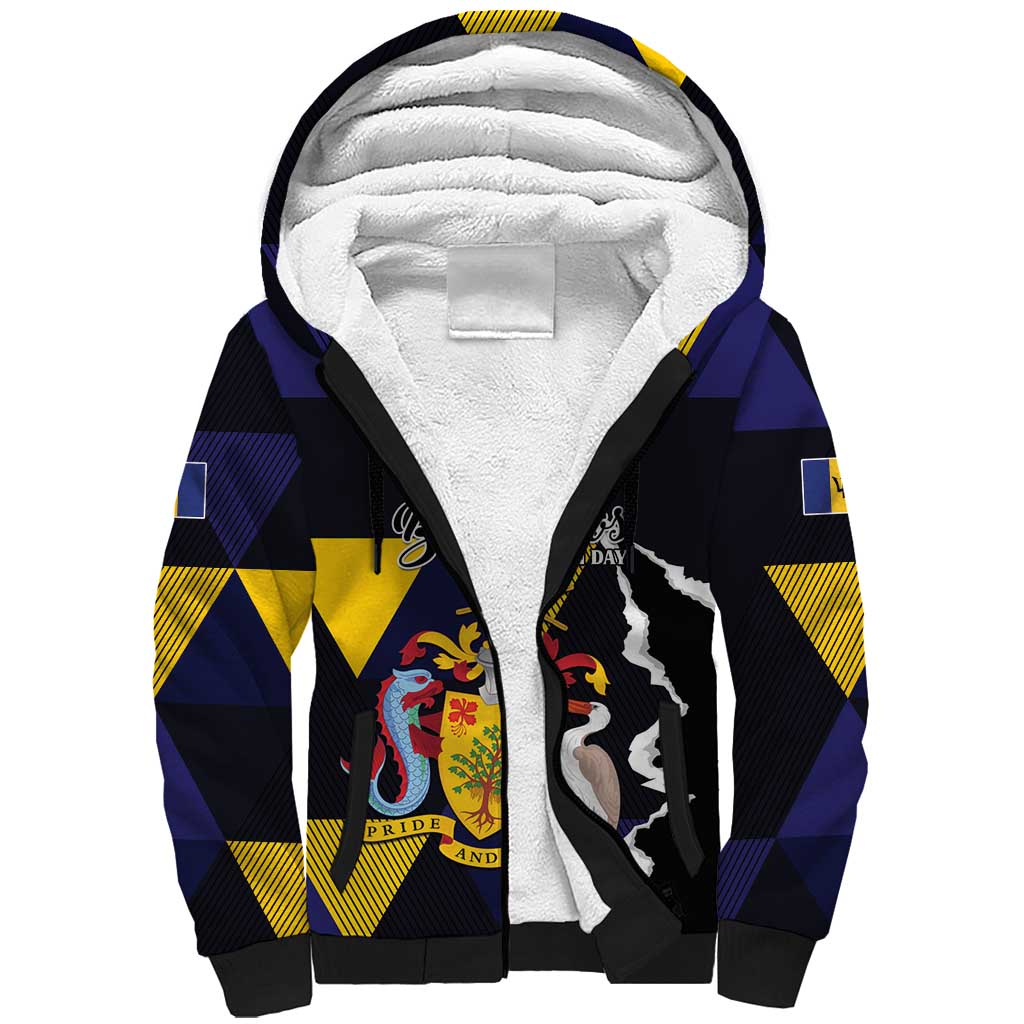 Personalized Barbados Emancipation Day Sherpa Hoodie Luxury Gold Trident - Wonder Print Shop
