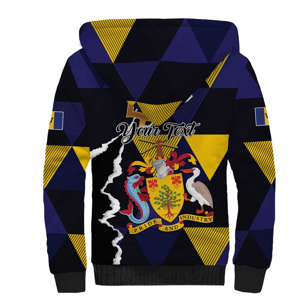 Personalized Barbados Emancipation Day Sherpa Hoodie Luxury Gold Trident - Wonder Print Shop