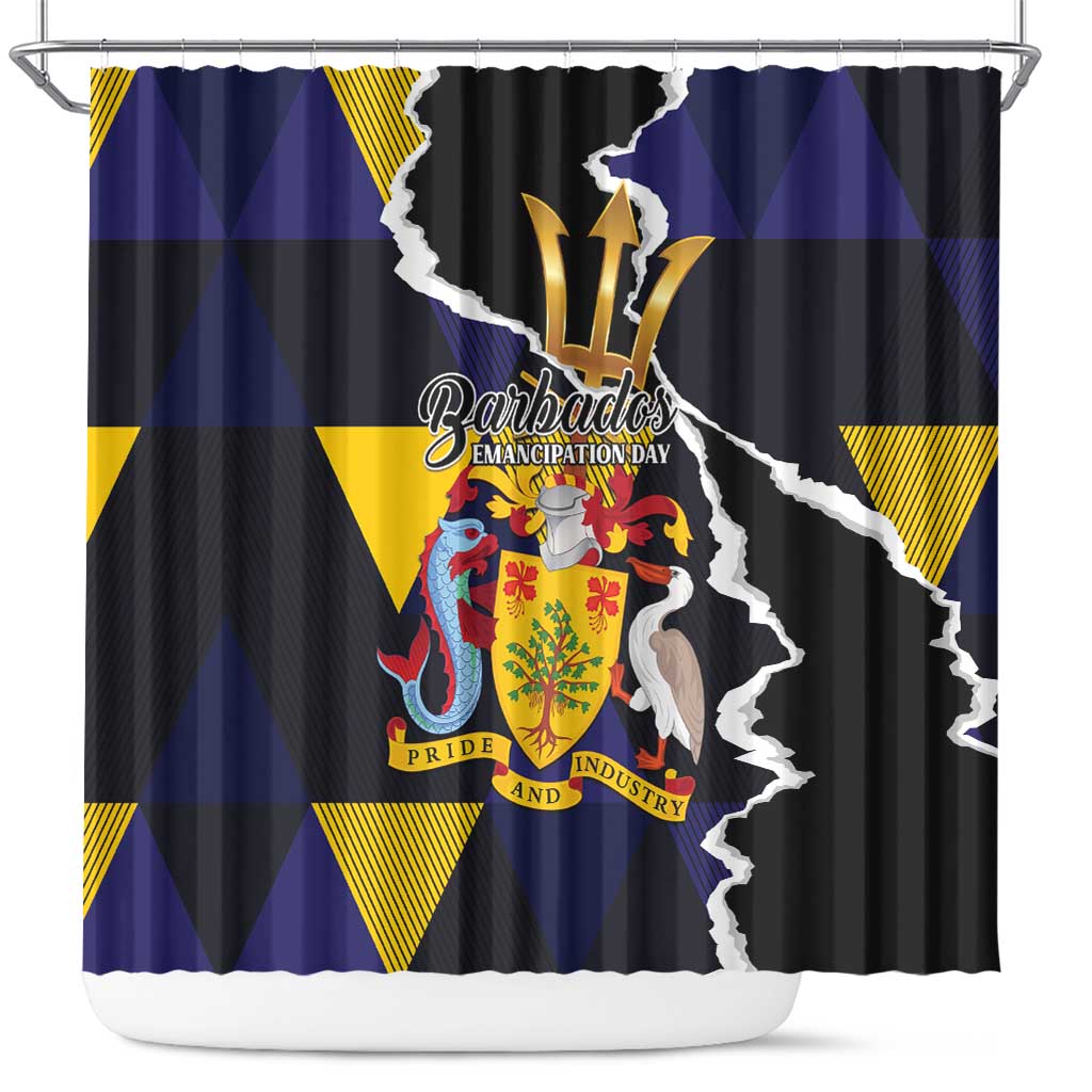 Barbados Emancipation Day Shower Curtain Luxury Gold Trident - Wonder Print Shop