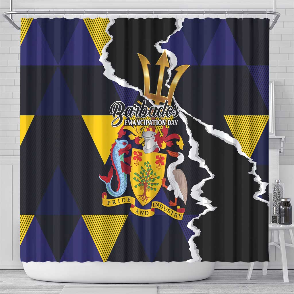 Barbados Emancipation Day Shower Curtain Luxury Gold Trident - Wonder Print Shop
