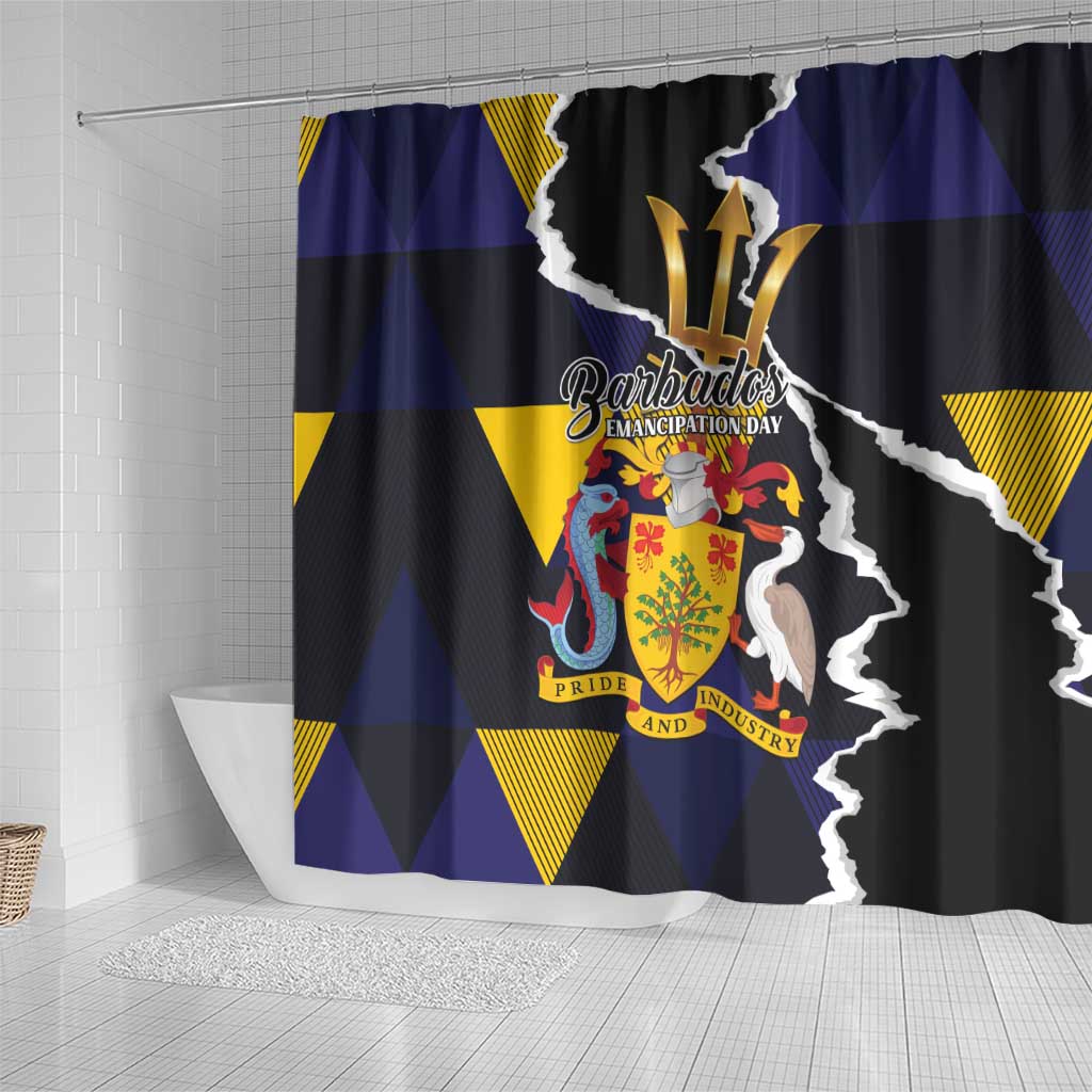 Barbados Emancipation Day Shower Curtain Luxury Gold Trident - Wonder Print Shop