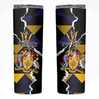 Personalized Barbados Emancipation Day Skinny Tumbler Luxury Gold Trident - Wonder Print Shop