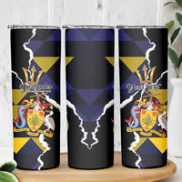 Personalized Barbados Emancipation Day Skinny Tumbler Luxury Gold Trident - Wonder Print Shop