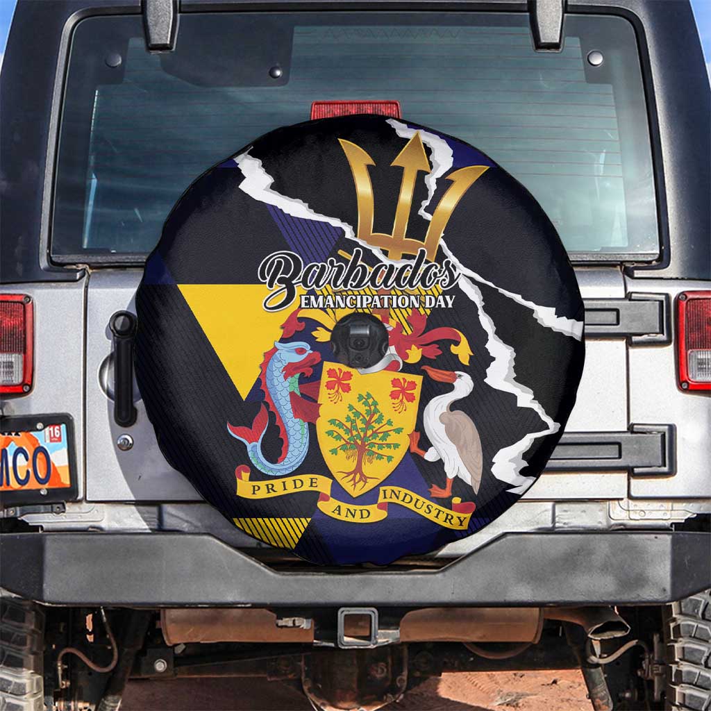 Barbados Emancipation Day Spare Tire Cover Luxury Gold Trident - Wonder Print Shop
