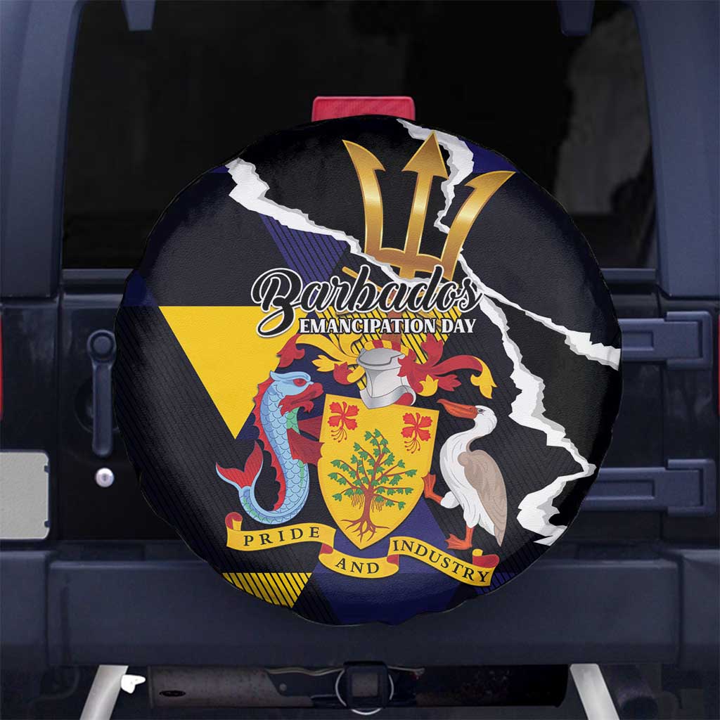 Barbados Emancipation Day Spare Tire Cover Luxury Gold Trident - Wonder Print Shop