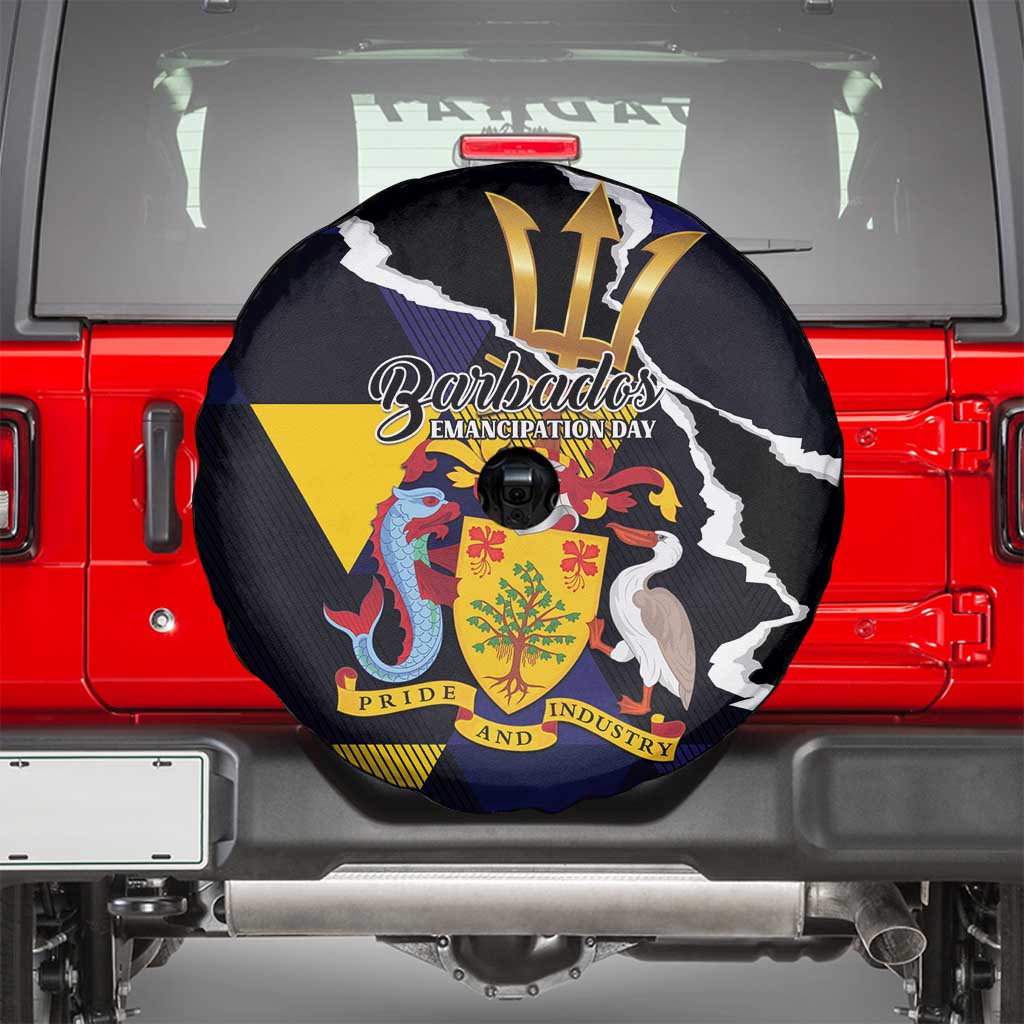 Barbados Emancipation Day Spare Tire Cover Luxury Gold Trident - Wonder Print Shop