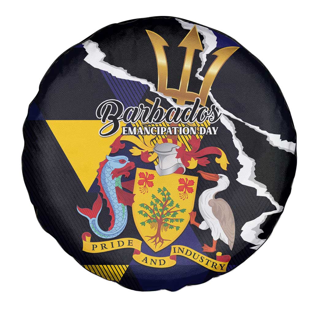 Barbados Emancipation Day Spare Tire Cover Luxury Gold Trident - Wonder Print Shop