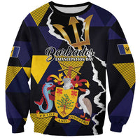 Personalized Barbados Emancipation Day Sweatshirt Luxury Gold Trident - Wonder Print Shop