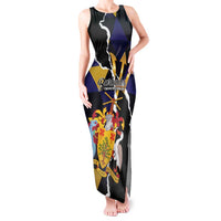 Personalized Barbados Emancipation Day Tank Maxi Dress Luxury Gold Trident - Wonder Print Shop