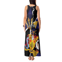 Personalized Barbados Emancipation Day Tank Maxi Dress Luxury Gold Trident - Wonder Print Shop