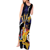 Personalized Barbados Emancipation Day Tank Maxi Dress Luxury Gold Trident - Wonder Print Shop