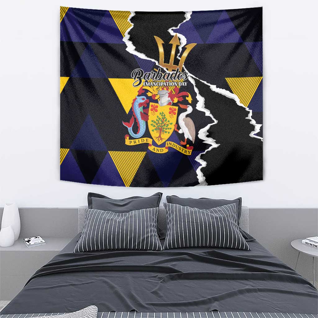 Barbados Emancipation Day Tapestry Luxury Gold Trident - Wonder Print Shop