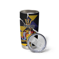 Personalized Barbados Emancipation Day Tumbler Cup Luxury Gold Trident - Wonder Print Shop