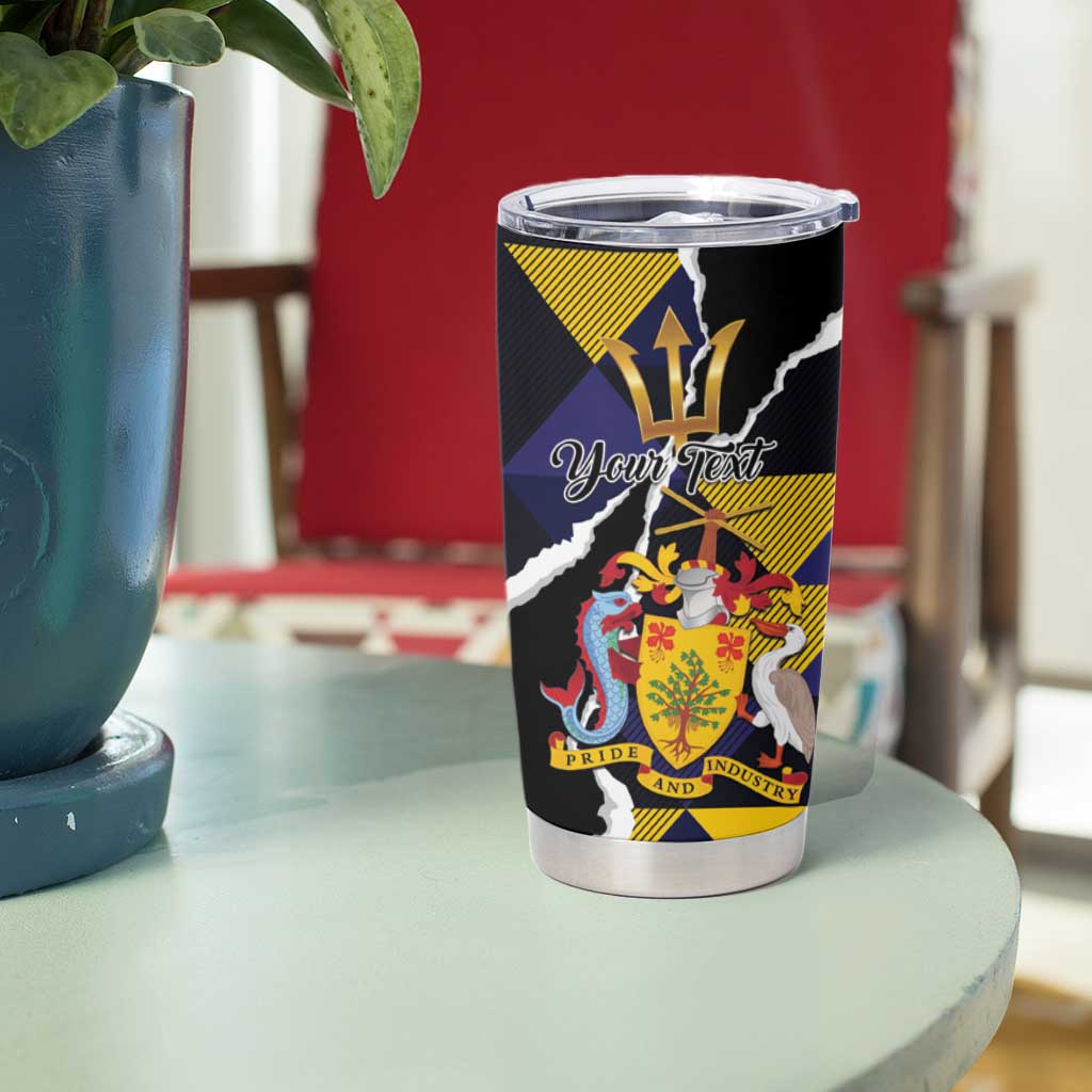 Personalized Barbados Emancipation Day Tumbler Cup Luxury Gold Trident - Wonder Print Shop