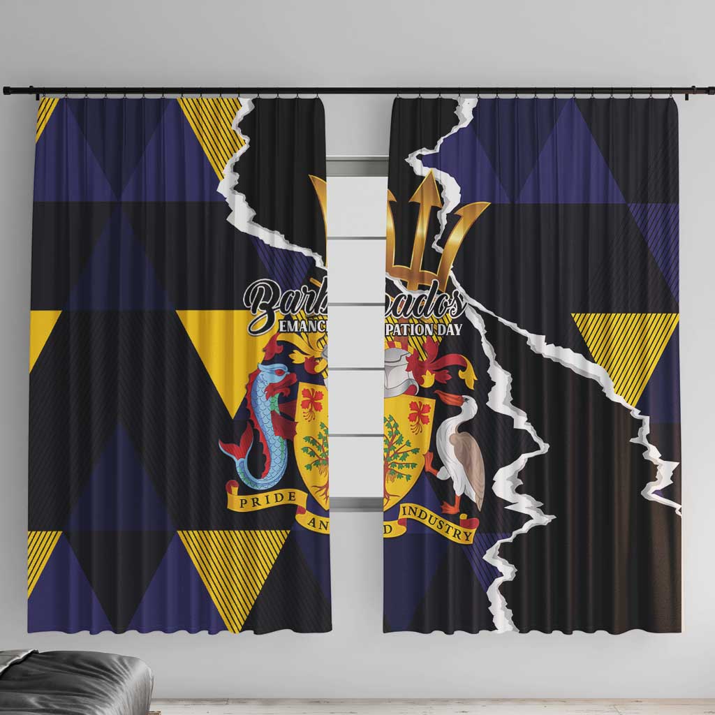 Barbados Emancipation Day Window Curtain Luxury Gold Trident - Wonder Print Shop
