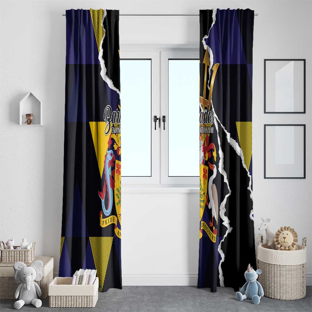 Barbados Emancipation Day Window Curtain Luxury Gold Trident - Wonder Print Shop