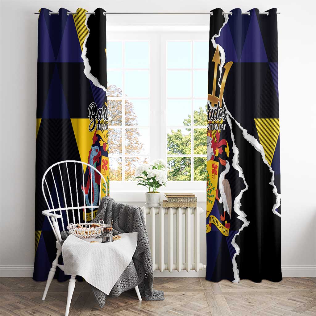 Barbados Emancipation Day Window Curtain Luxury Gold Trident - Wonder Print Shop